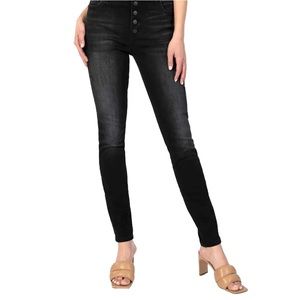 Kut from the Kloth Mia High-Waist Skinny Jeans in Enthused Black Base Wash